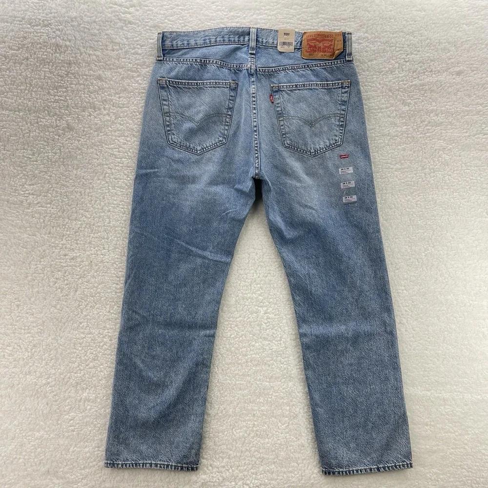 Levis 501 Jeans Mens 36x30 Blue Original Button Fly Medium Wash Denim Grunge New